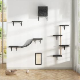 5 Pcs Wall Mounted Cat Climber Set  Floating Cat Shelves And Perches  Cat Activity Tree With Scratching Posts  Modern Cat Furniture (Option: Gray)
