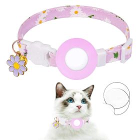 For AirTag Tracker Silicone Cover Small Daisy Pet Collar Dog Collar (Color: purple, Type: Pet Supplies)